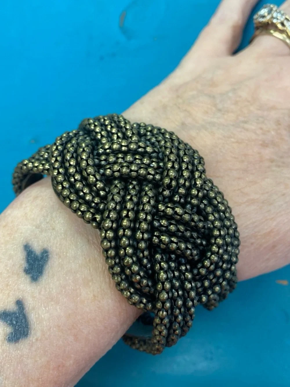 Braided metal  Bead Bracelet in Antique Gold - Women Accessories
